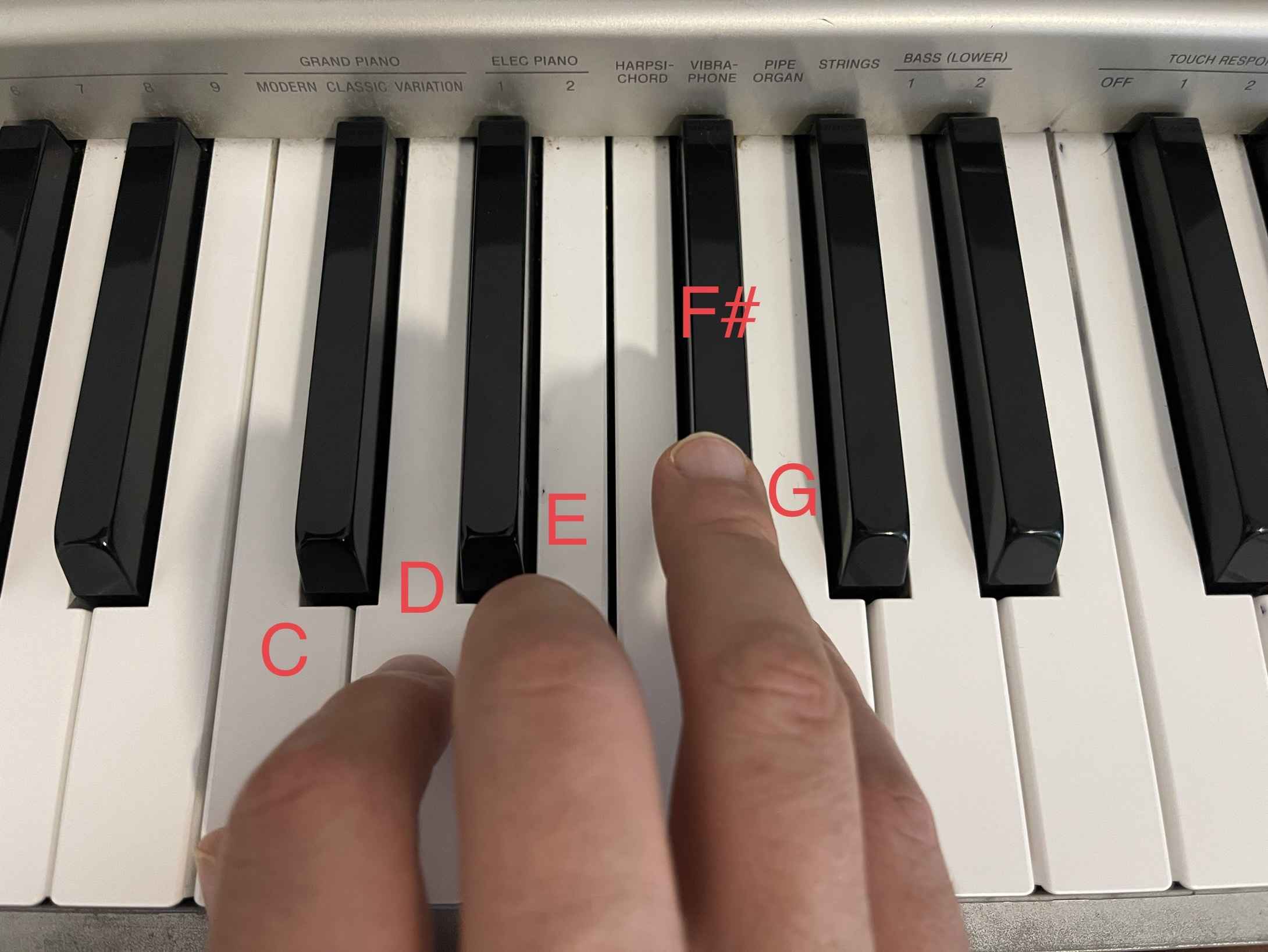 g piano chord